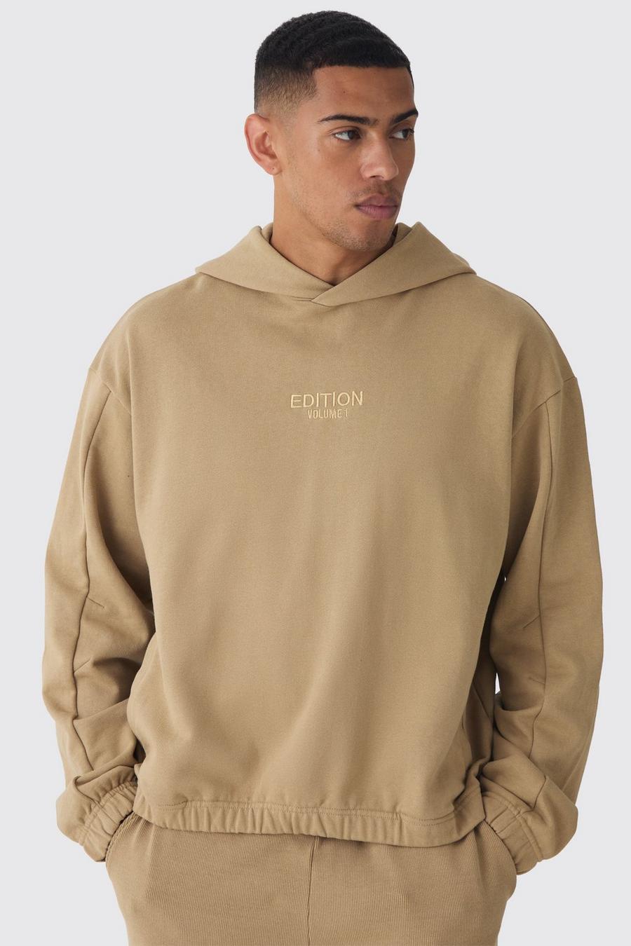 Taupe Oversized Dikke Boxy EDITION Hoodie image number 1