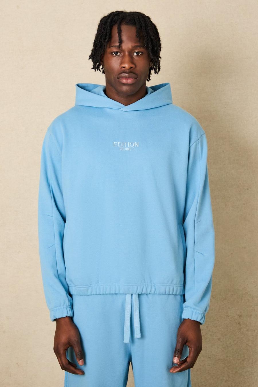 Blue EDITION Oversized Boxy Heavyweight Hoodie image number 1