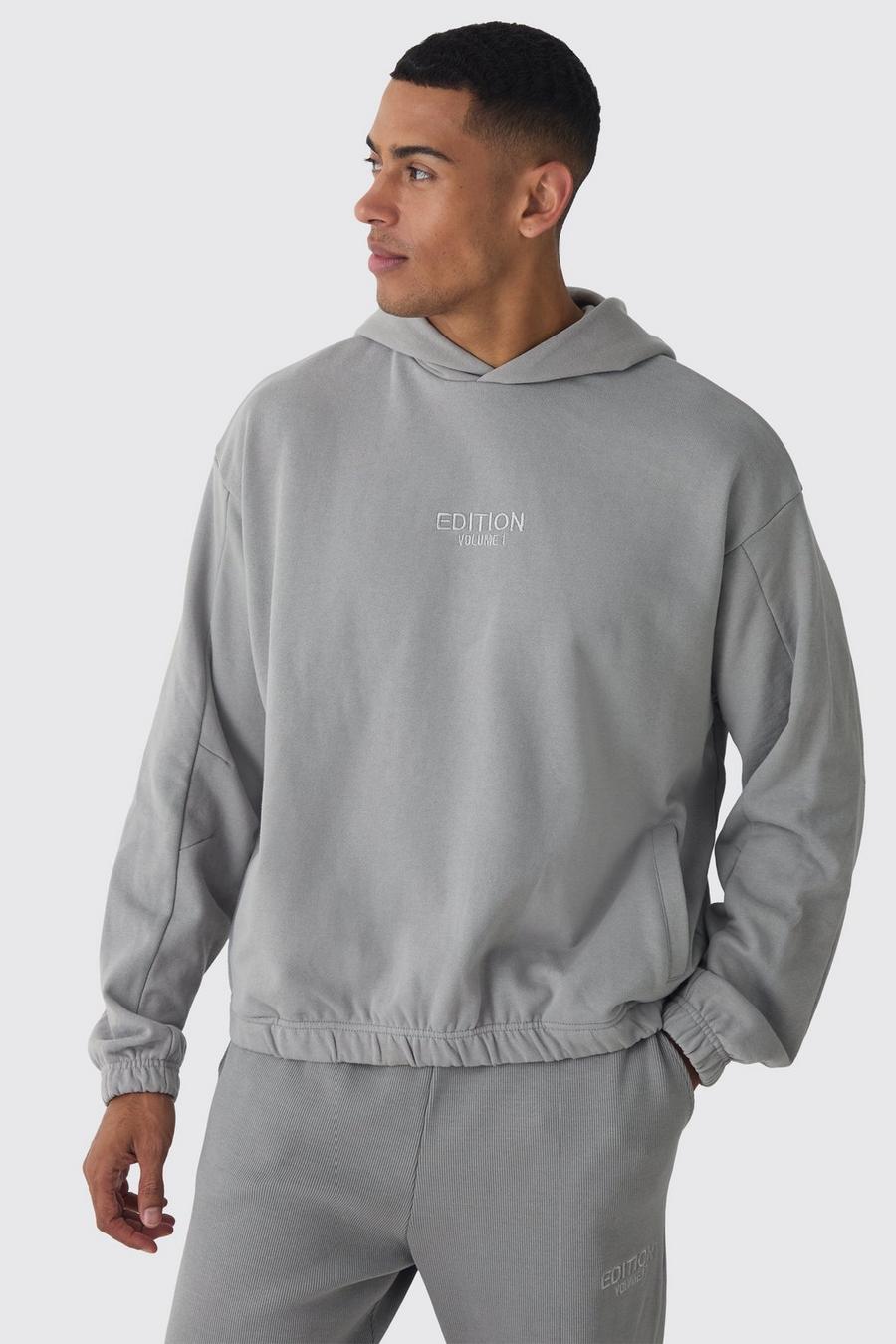 Grey EDITION Oversized hoodie i tjockt tyg image number 1