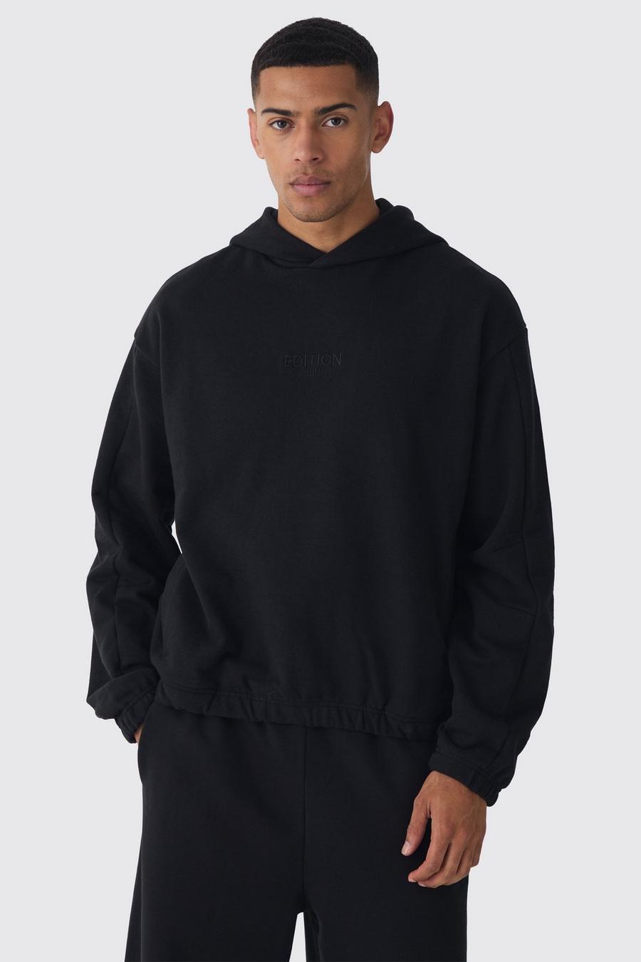 Black EDITION Oversized Boxy Heavyweight Hoodie  image number 1