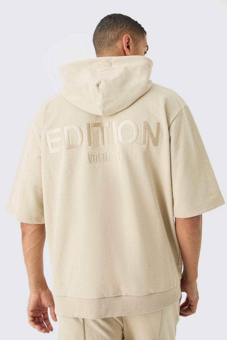 Stone EDITION Oversize hoodie i tjockt tyg med kort ärm image number 1