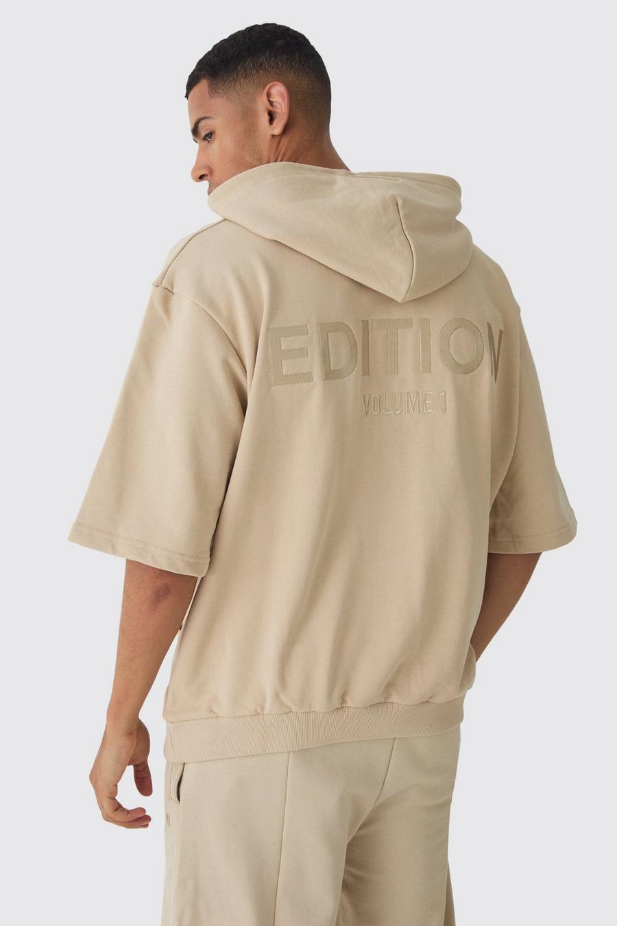 Stone EDITION Oversize hoodie i tjockt tyg med kort ärm