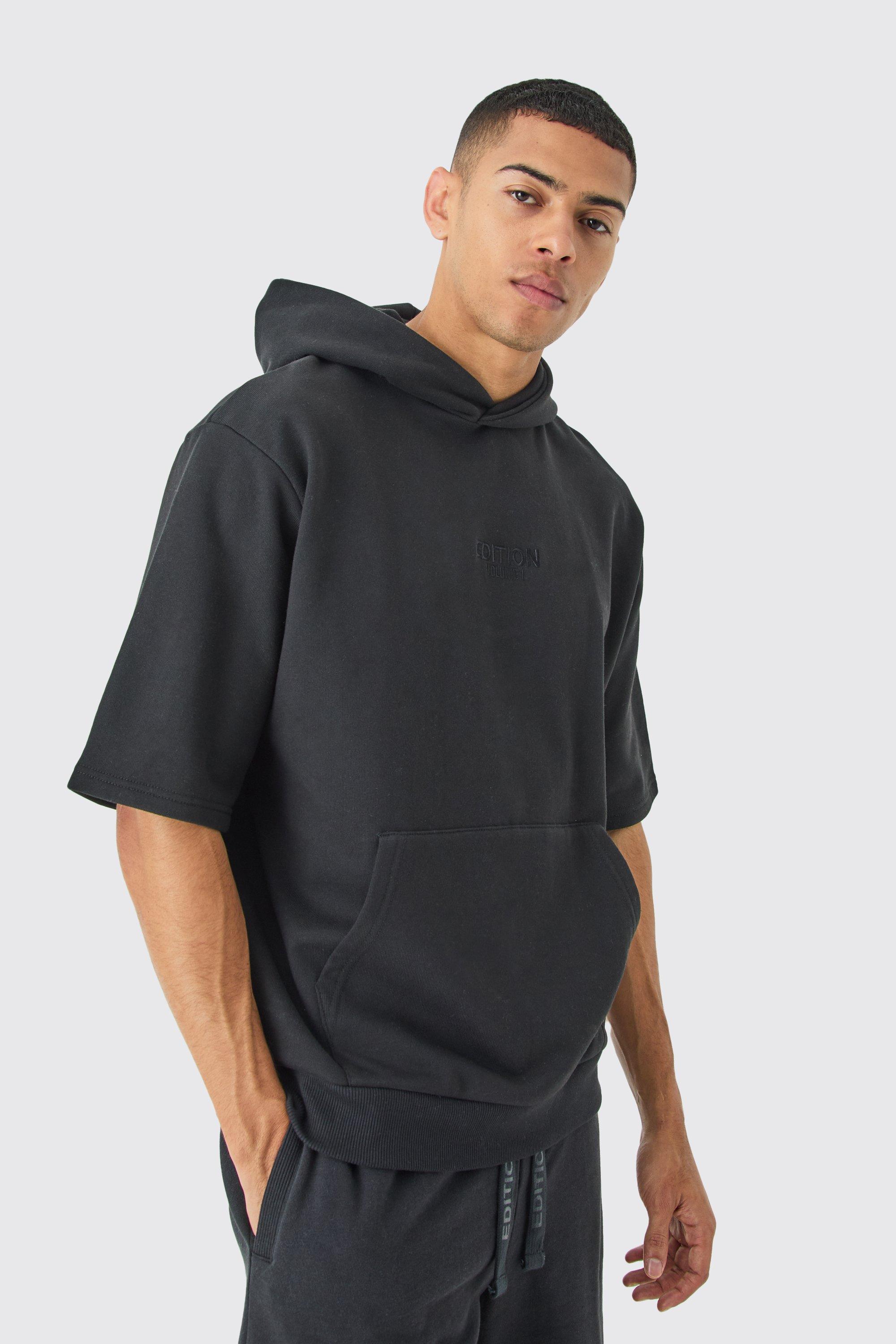 Felpa oversize pesante a maniche corte con cappuccio boohoo IT