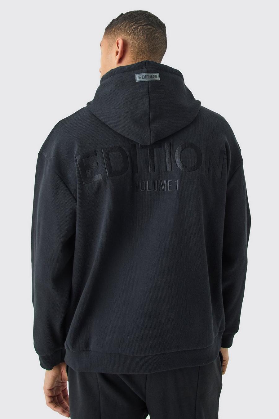 Black EDITION Oversize ribbad hoodie i tjockt tyg image number 1