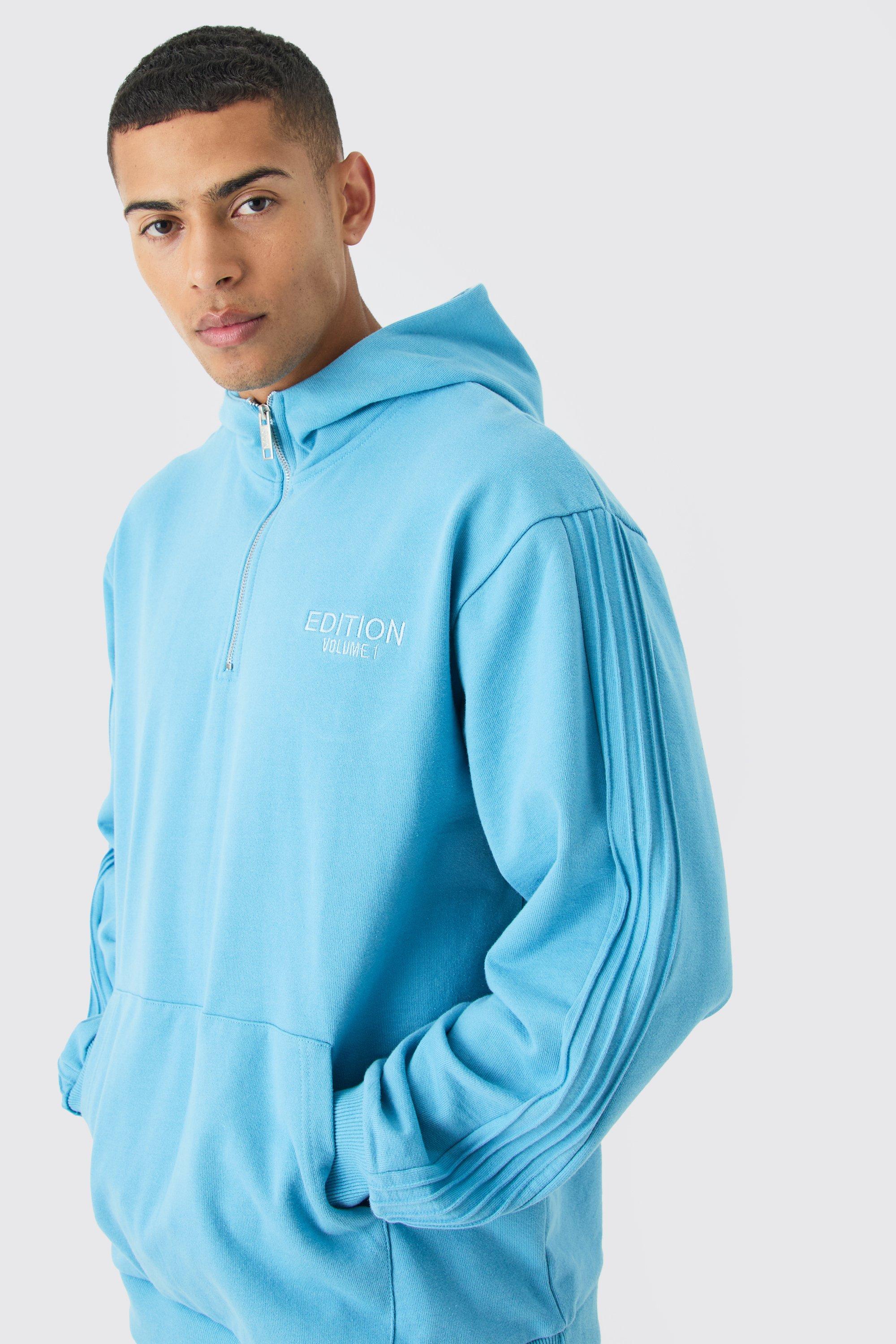 EDITION Oversized Heavyweight 1 4 Zip Pintuck Hoodie boohoo