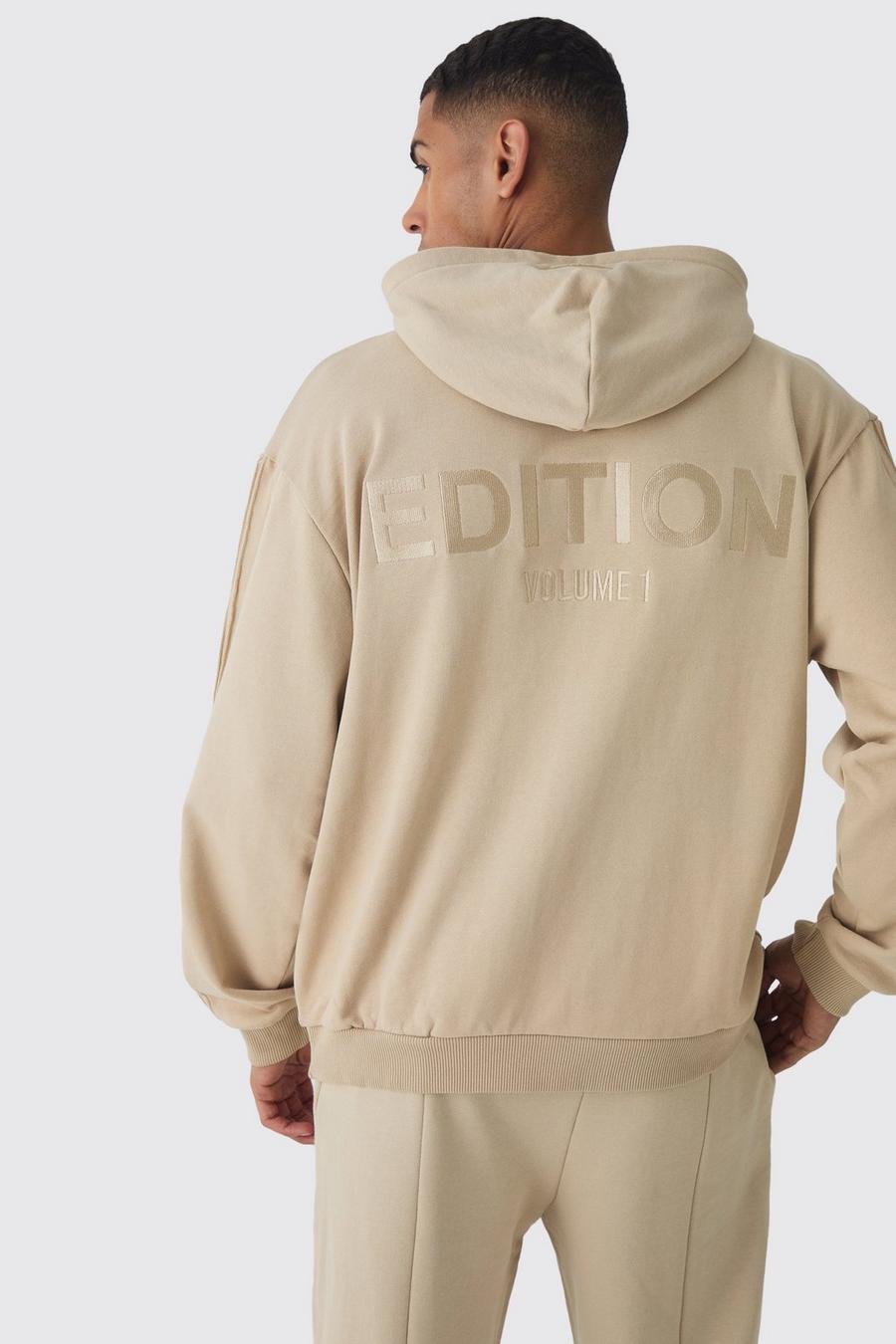 Stone Oversized Dikke EDITION Hoodie Met 1/4 Rits En Biezen