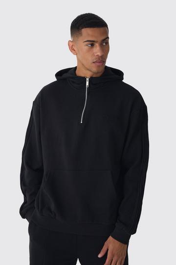 Black EDITION Oversized Heavyweight 1/4 Zip Pintuck Hoodie