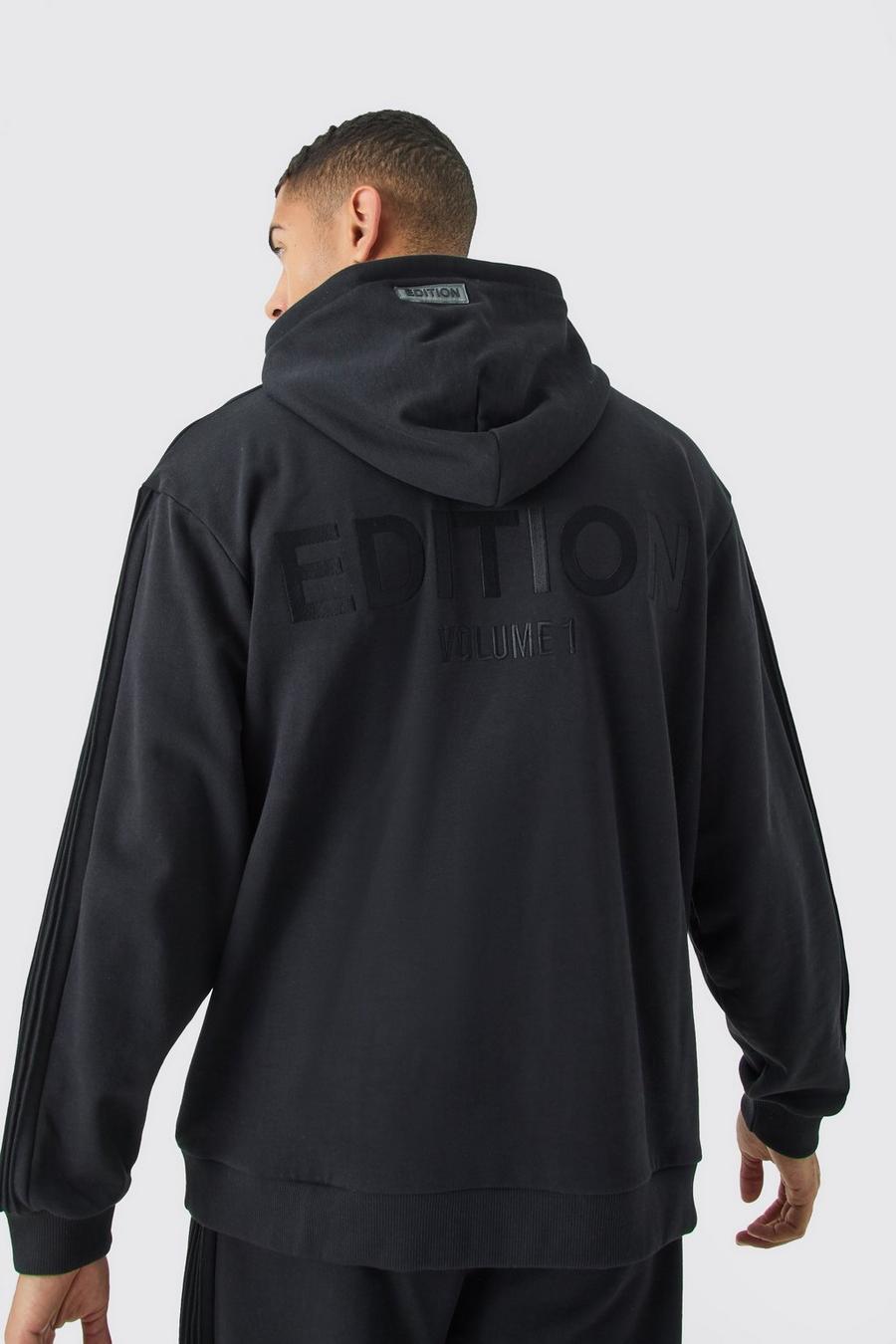 Black EDITION Oversize hoodie i tjockt tyg med kort dragkedja image number 1