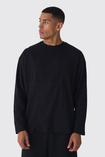 EDITION Heavyweight Ribbed Panelled T-shirt black