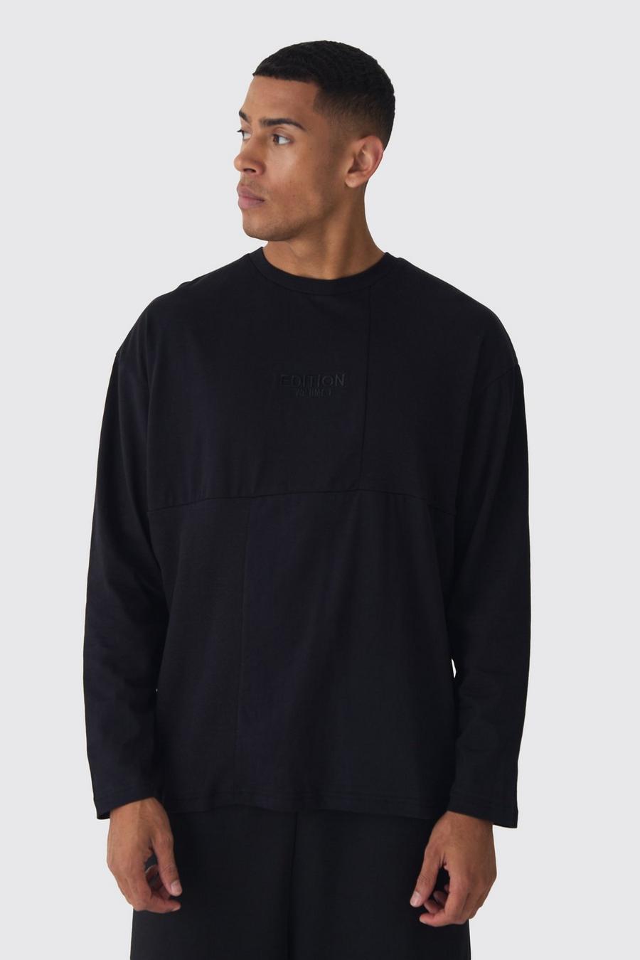 Black EDITION Heavyweight Ribbed Panelled T-shirt  image number 1