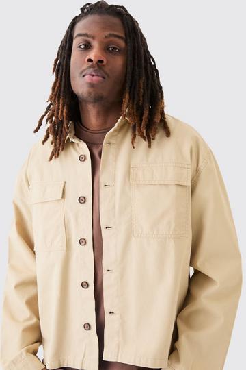 Smart Boxy Twill Pocket Shirt stone