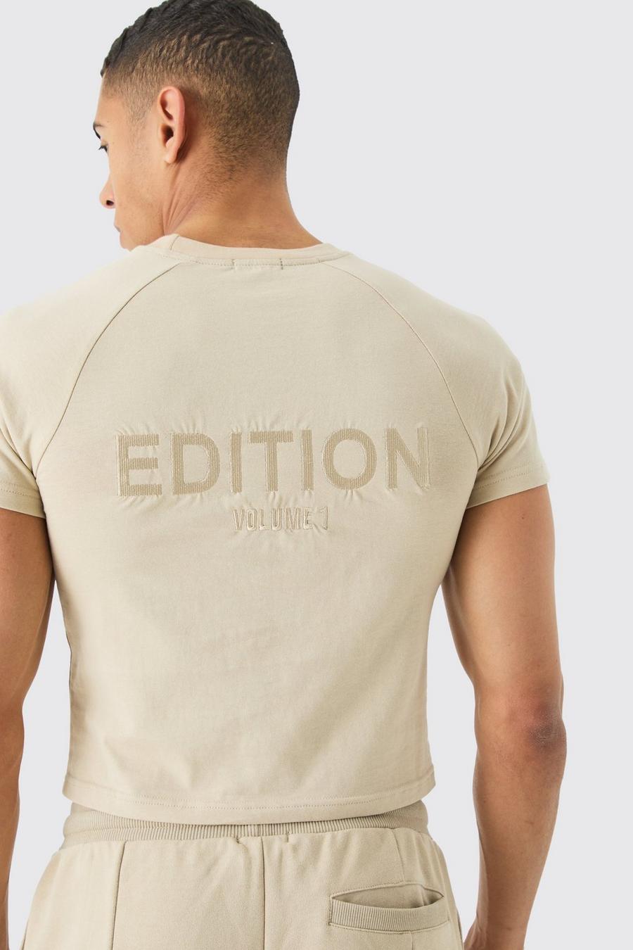 T-shirt pesante EDITION ristretta con girocollo esteso, Stone image number 1
