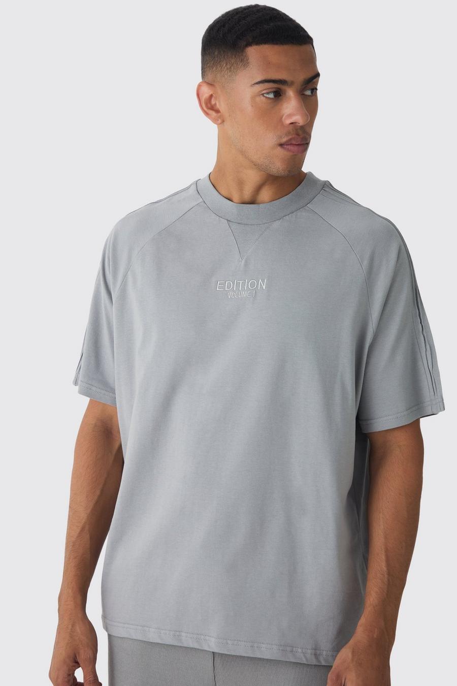 T-shirt pesante oversize EDITION con nervature, Grey