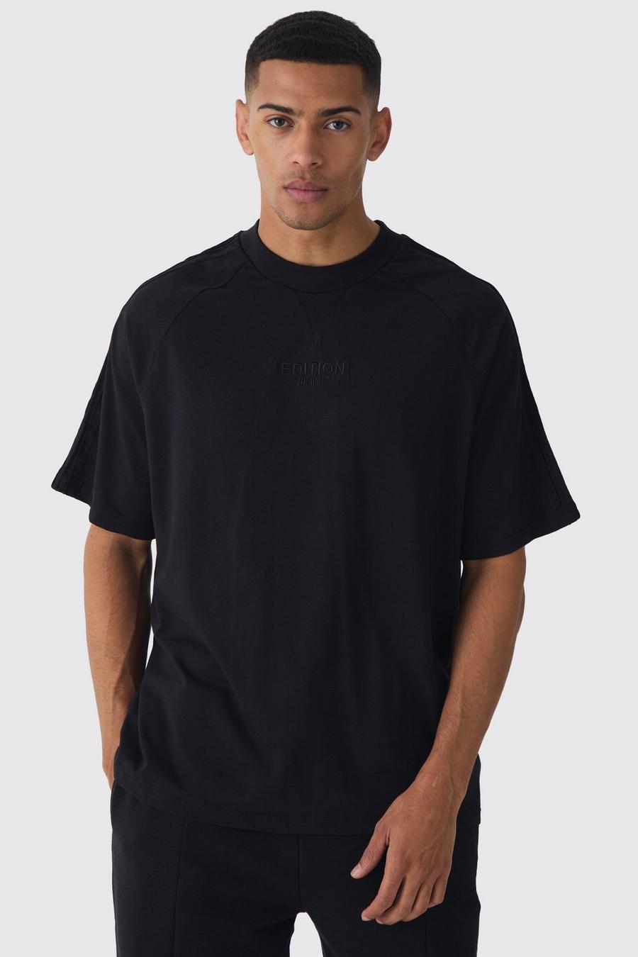 Camiseta oversize gruesa con alforza y ​​estampado de EDITION, Black image number 1