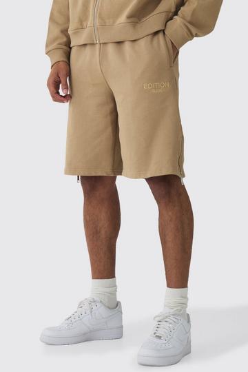 EDITION Oversized Heavyweight Zip Hem Shorts taupe