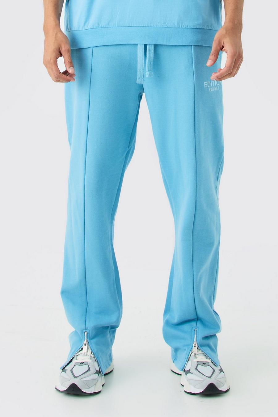 Pantalón deportivo holgado grueso con abertura en el bajo de EDITION, Blue