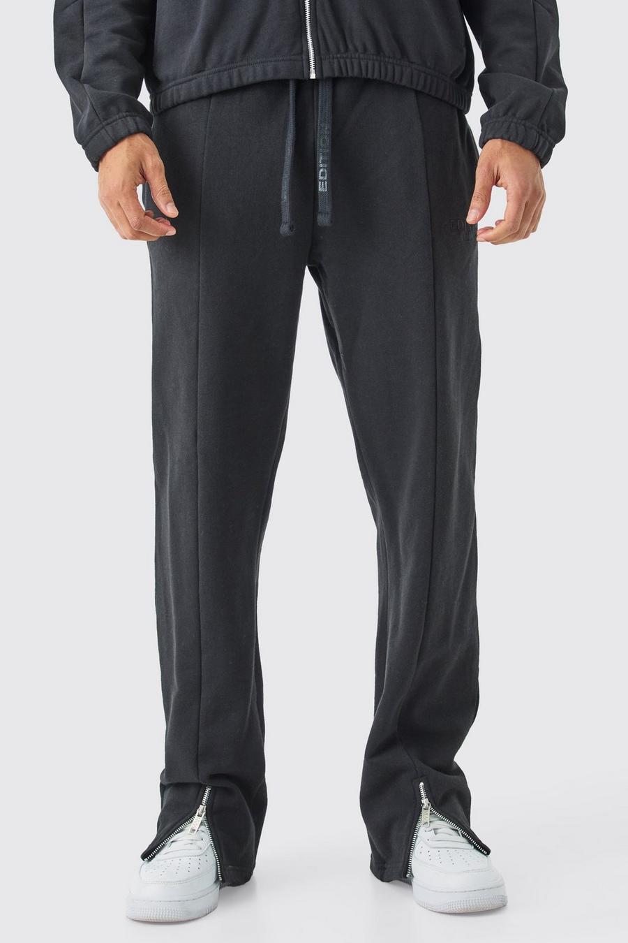 Pantaloni tuta pesanti rilassati EDITION con spacco sul fondo, Black image number 1