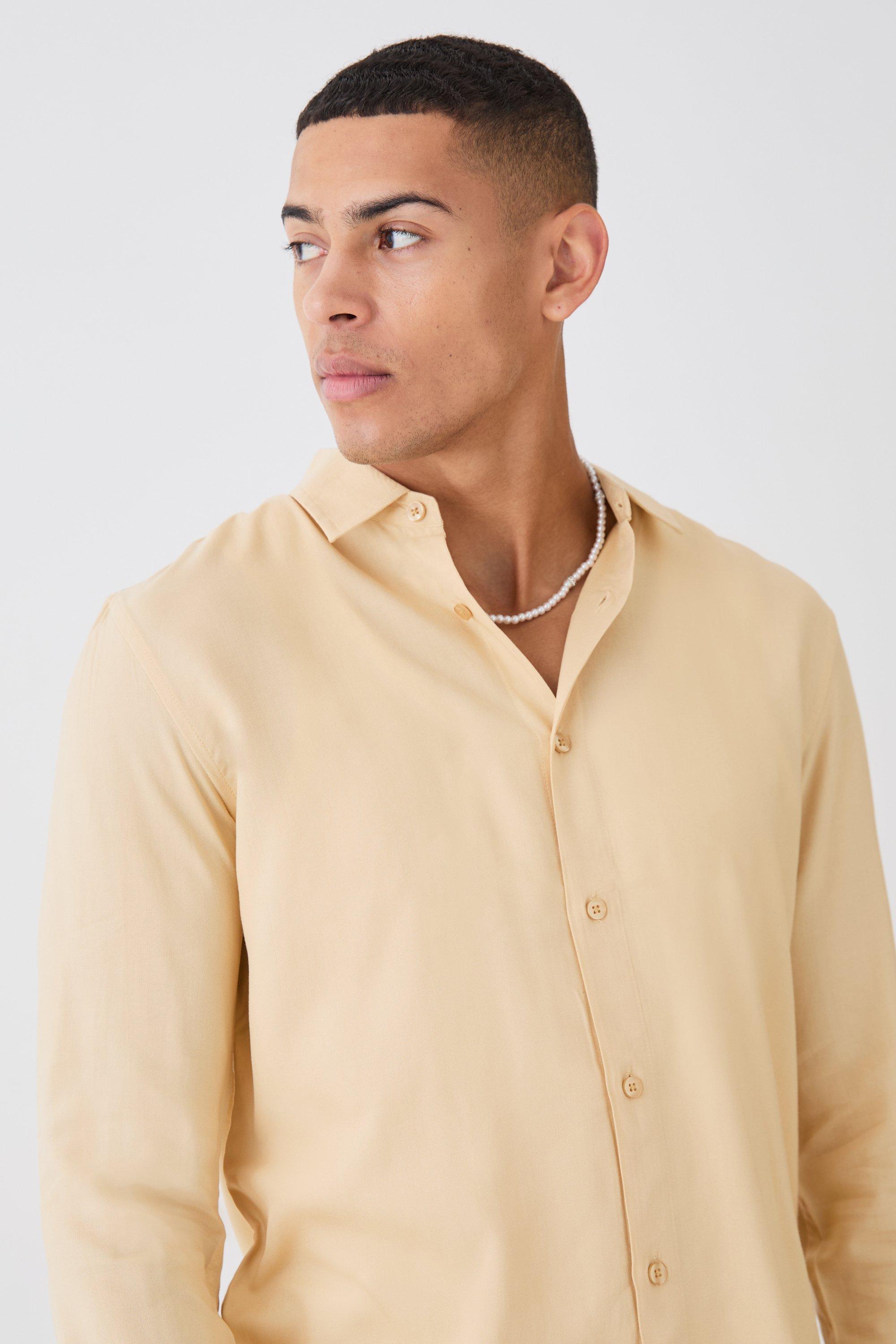 Plain beige color long sleeves shirt for men