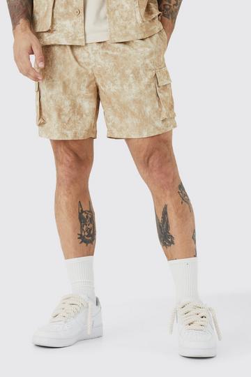 Stone Beige Elasticated Waistband Cargo Short