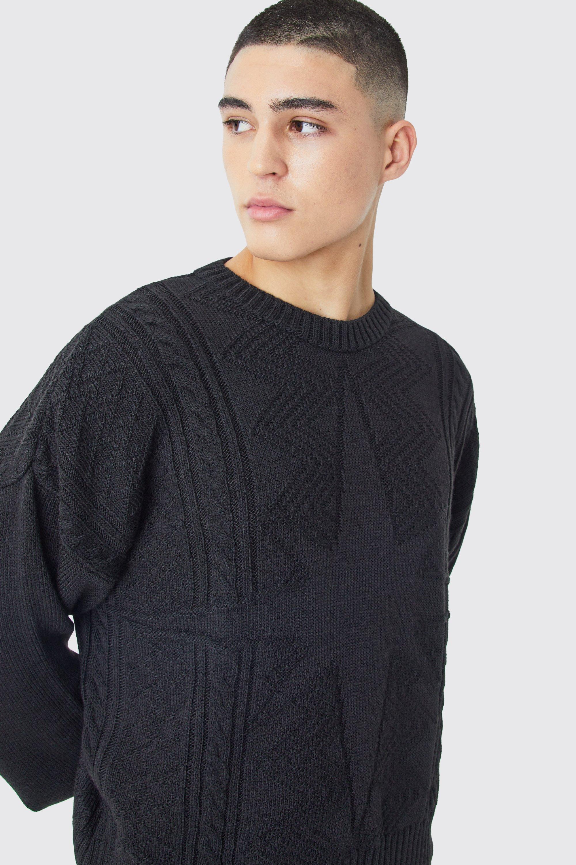 Oversized Boxy Star Cable Knit Sweater