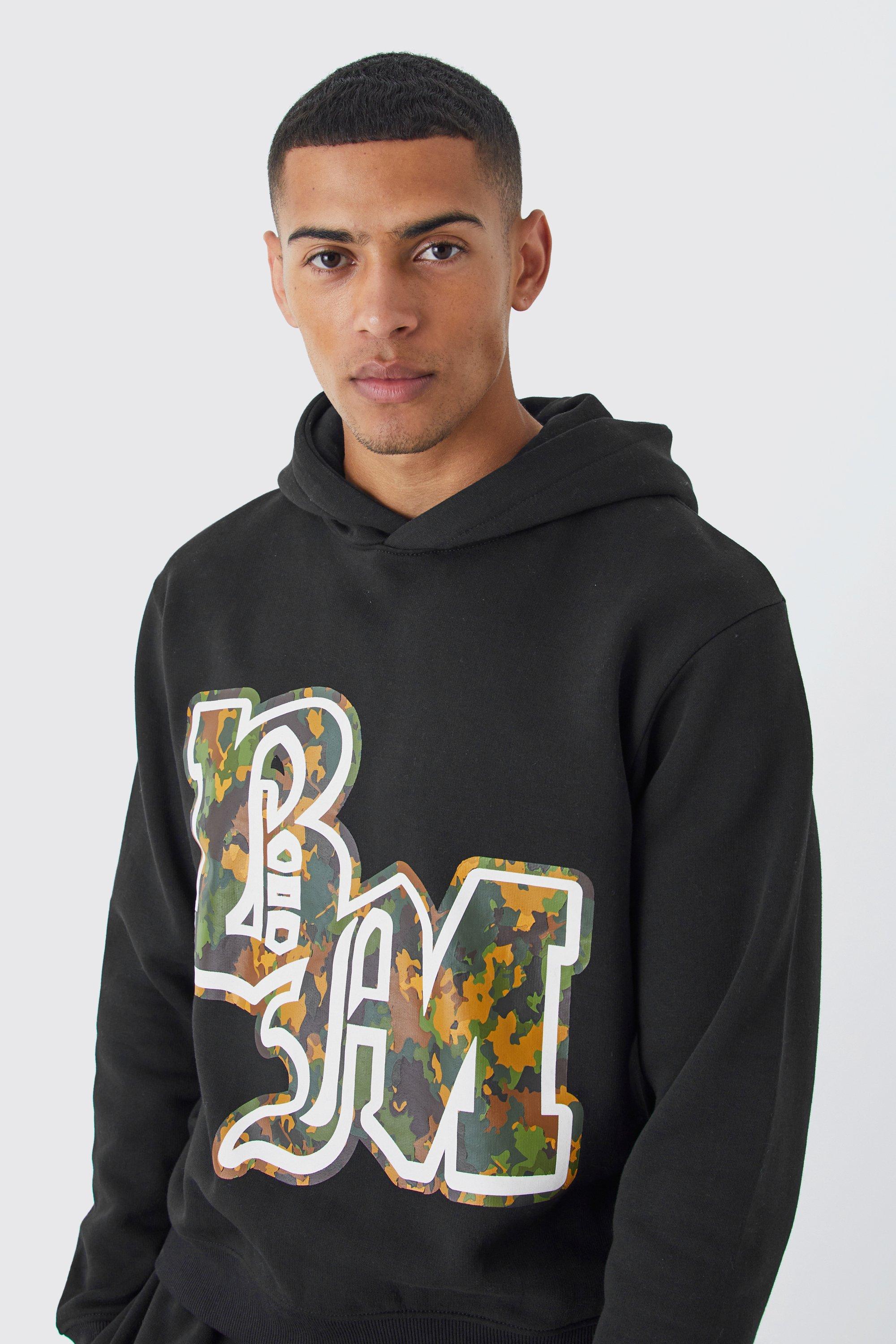 Boxy Bm Camo Print Hoodie boohoo