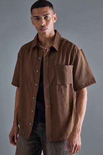 Oversized Boxy Ripstop Shirt chocolate