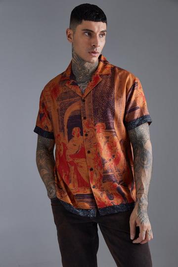 Short Sleeve Oversized Slub Painting Shirt rust