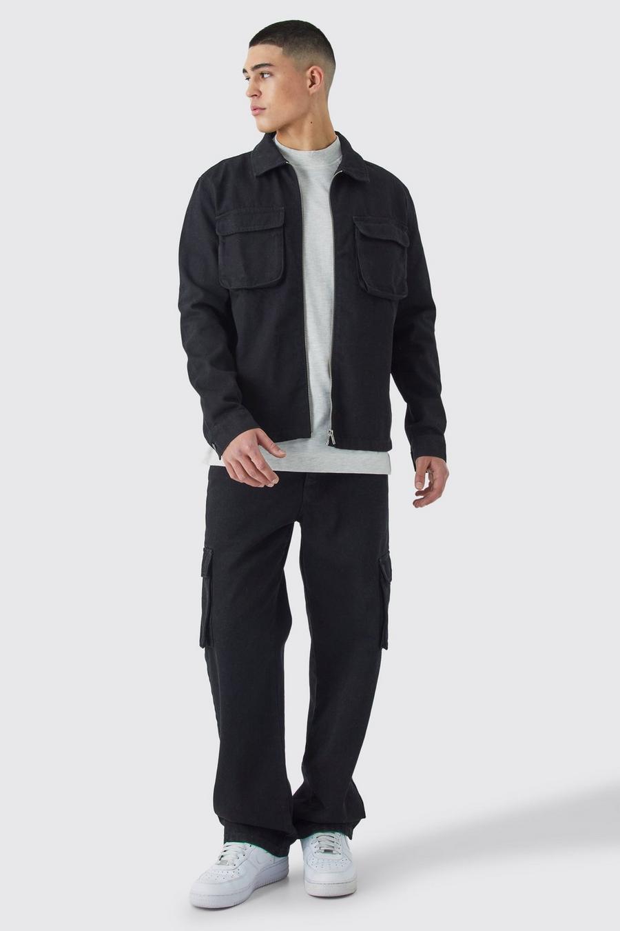 Overshirt mit Nylon-Tasche & Hose, Black image number 1