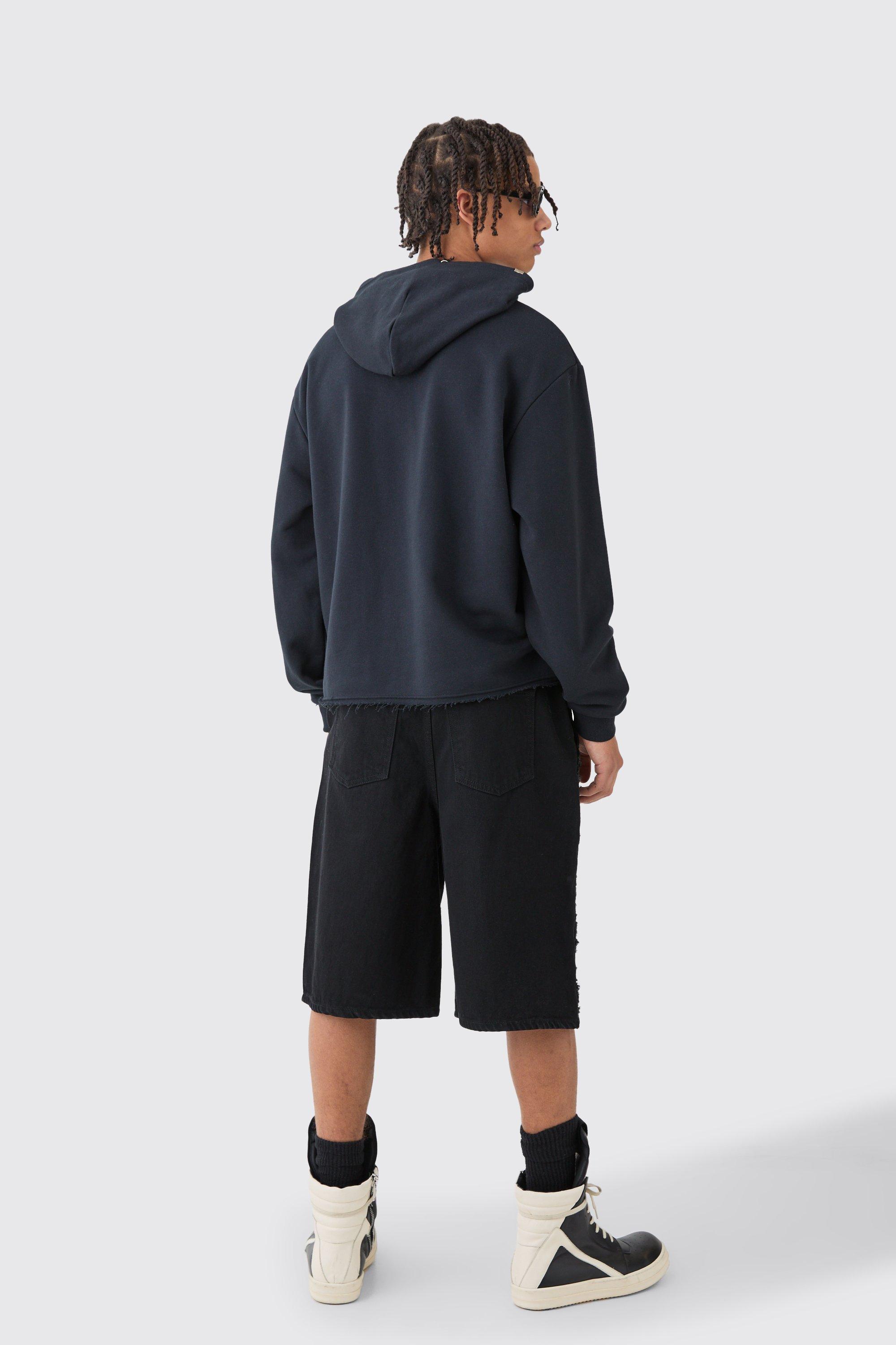 Oversized Boxy Heavy Distressed Applique Hoodie