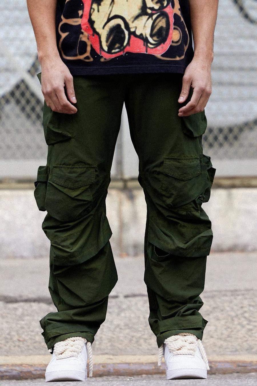 Pantalon à taille fixe et poches multiples, Taupe