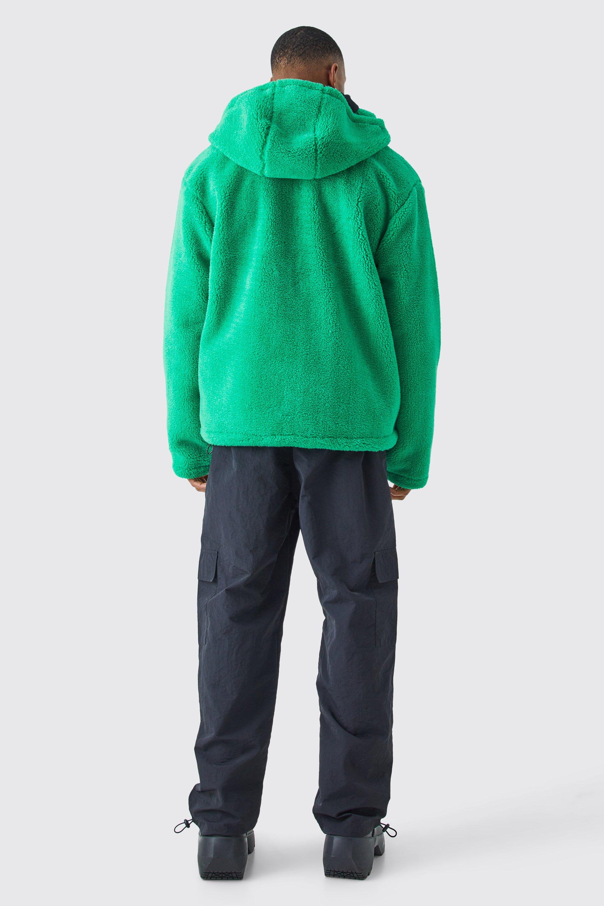 Borg Nylon Mix Jacket With Hood boohoo NO