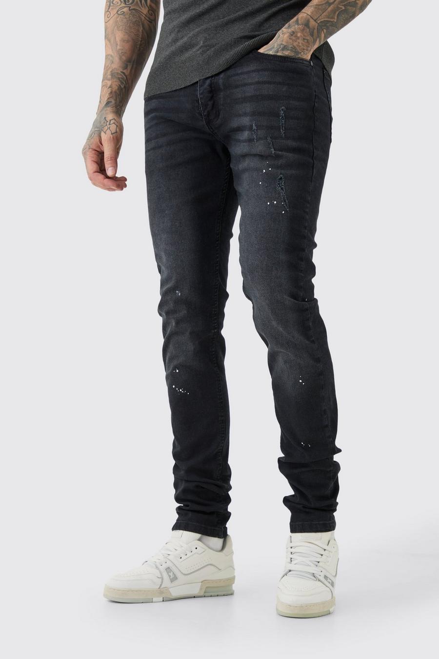 Washed black Tall Skinny tonade jeans med stretch