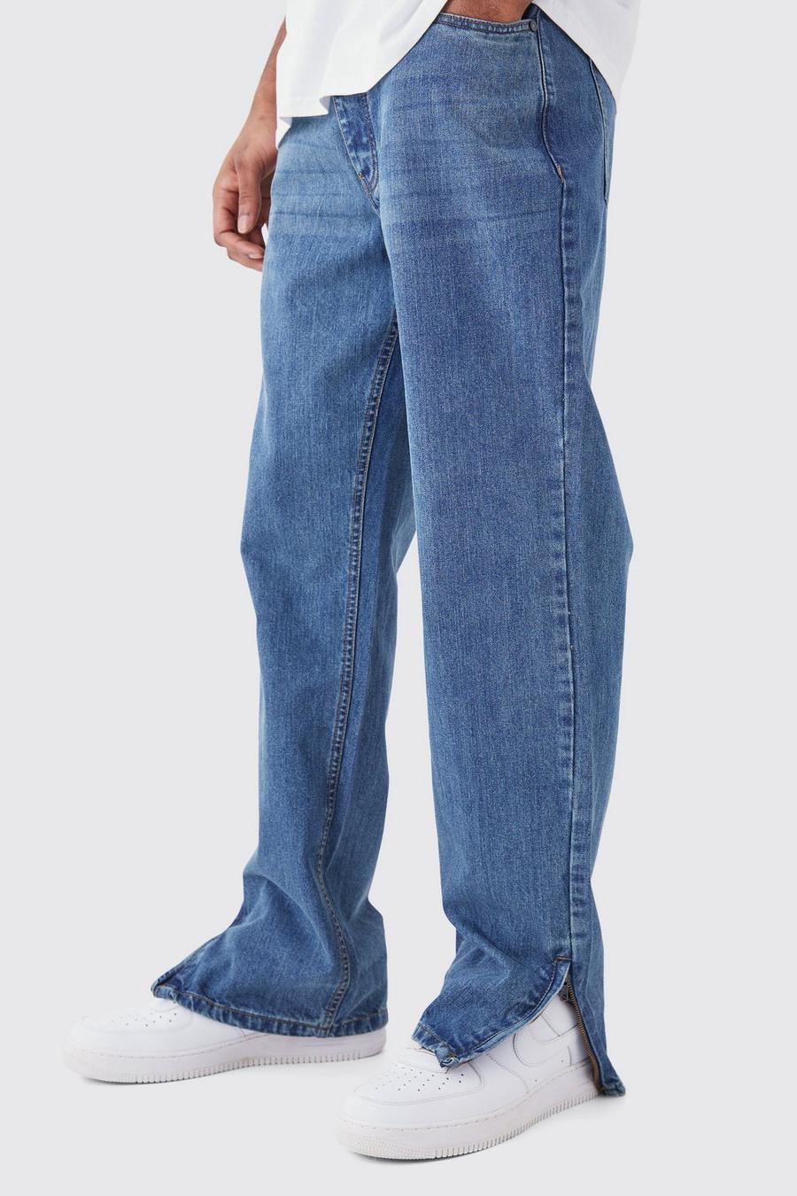 Tall lockere Jeans mit Reißverschluss-Saum, Antique blue image number 1