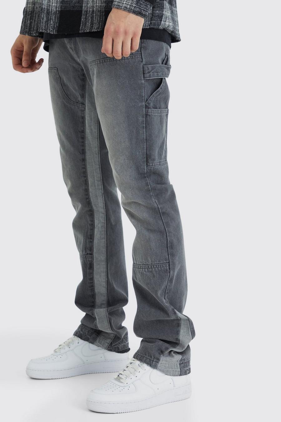 Grey Tall Slim Rigid Flare Gusset Carpenter Jeans