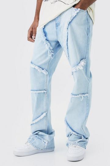 Tall Relaxed Rigid Flare Frayed Edge Jeans light blue
