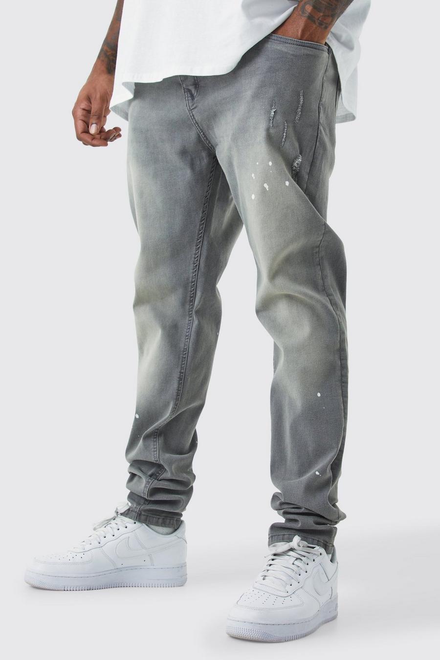 Jeans Plus Size Skinny Fit in denim Stretch con pieghe sul fondo e tinte colorate, Grey