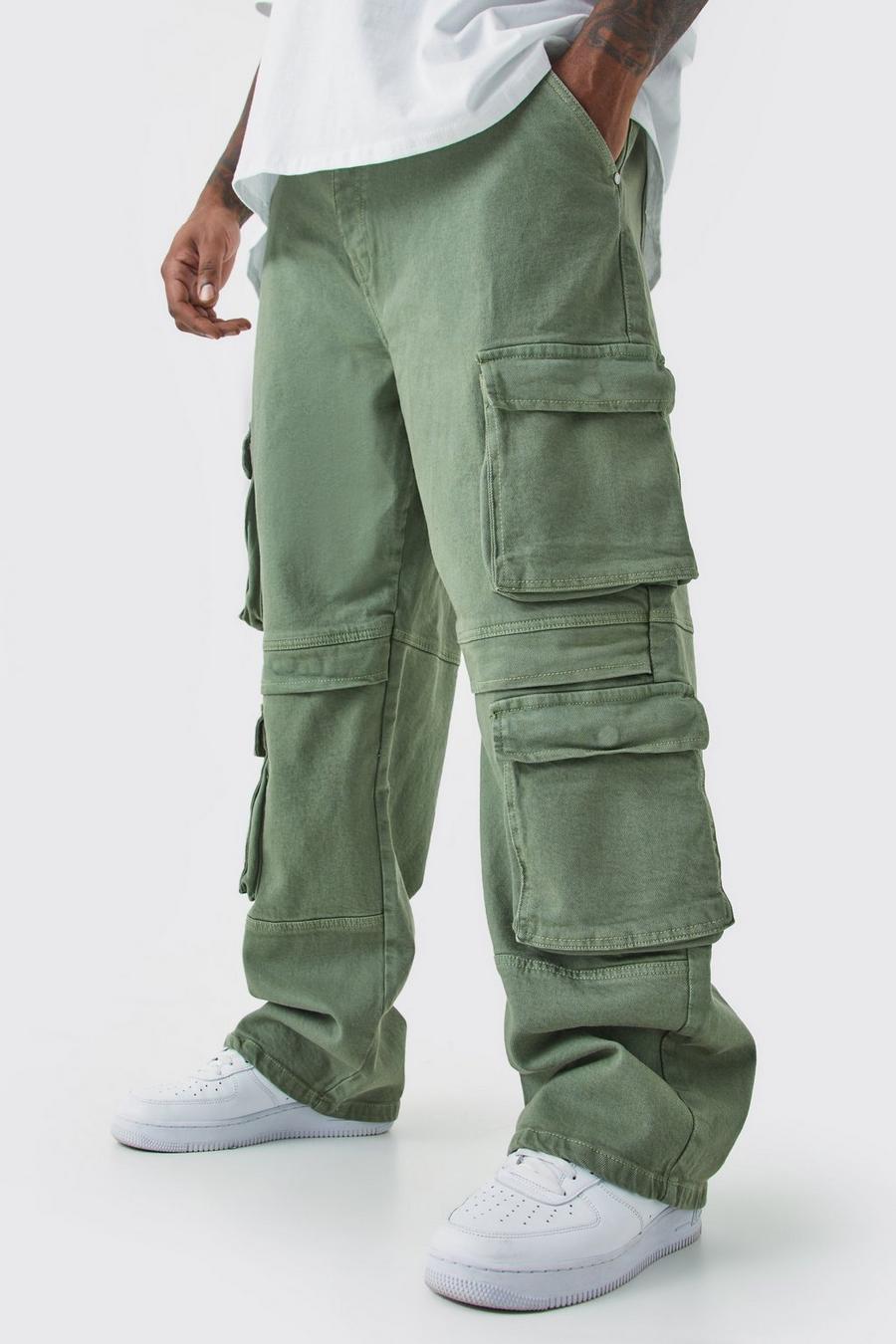 Sage Plus Relaxed Fit Washed Multi Pocket Cargo Jeans image number 1