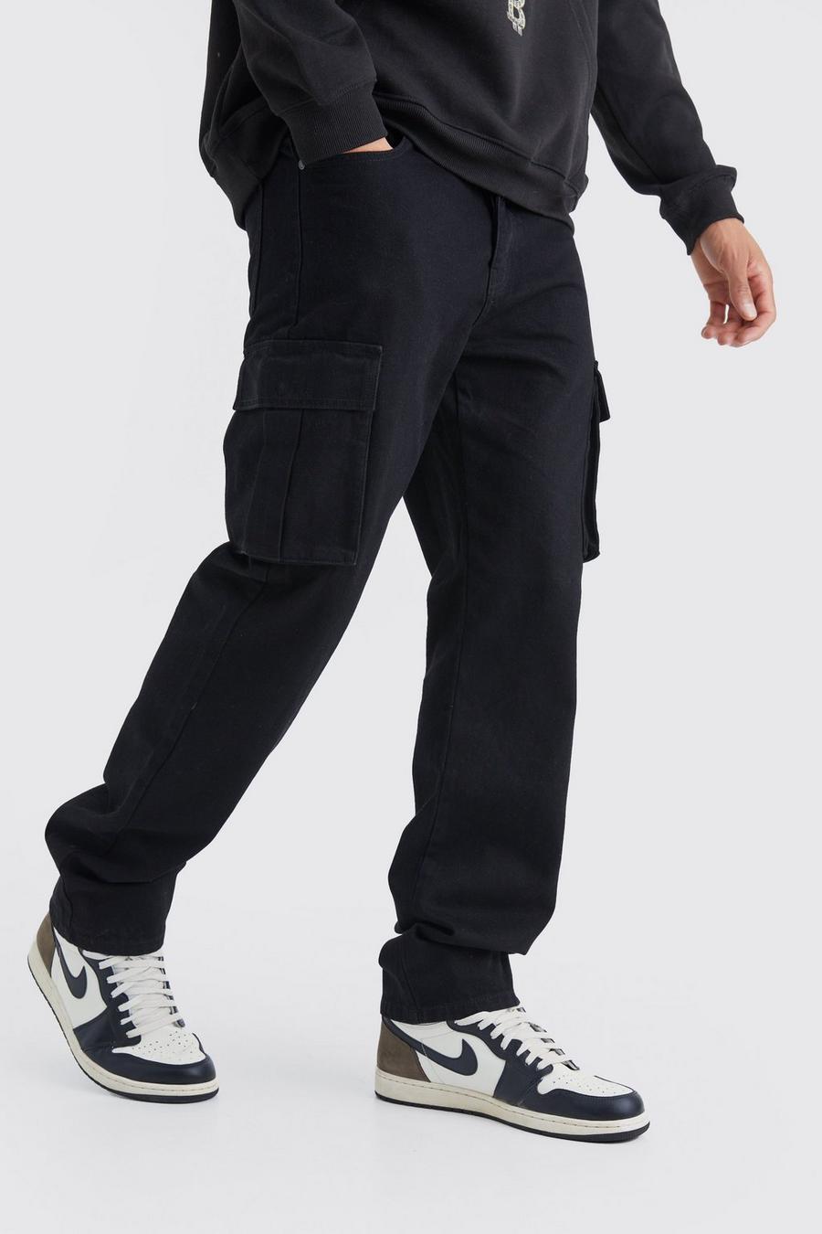 True black Tall Relaxed Rigid Cargo Jeans image number 1