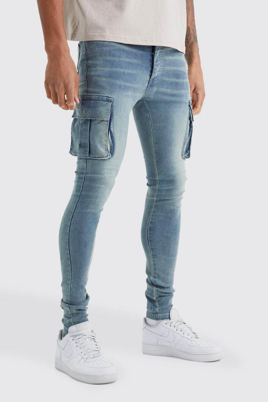 Tall Super Skinny Cargo-Jeans, Antique blue image number 1