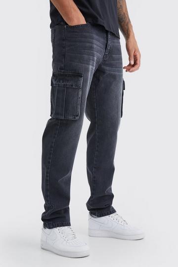 Black Tall Straight Rigid Cargo Jeans