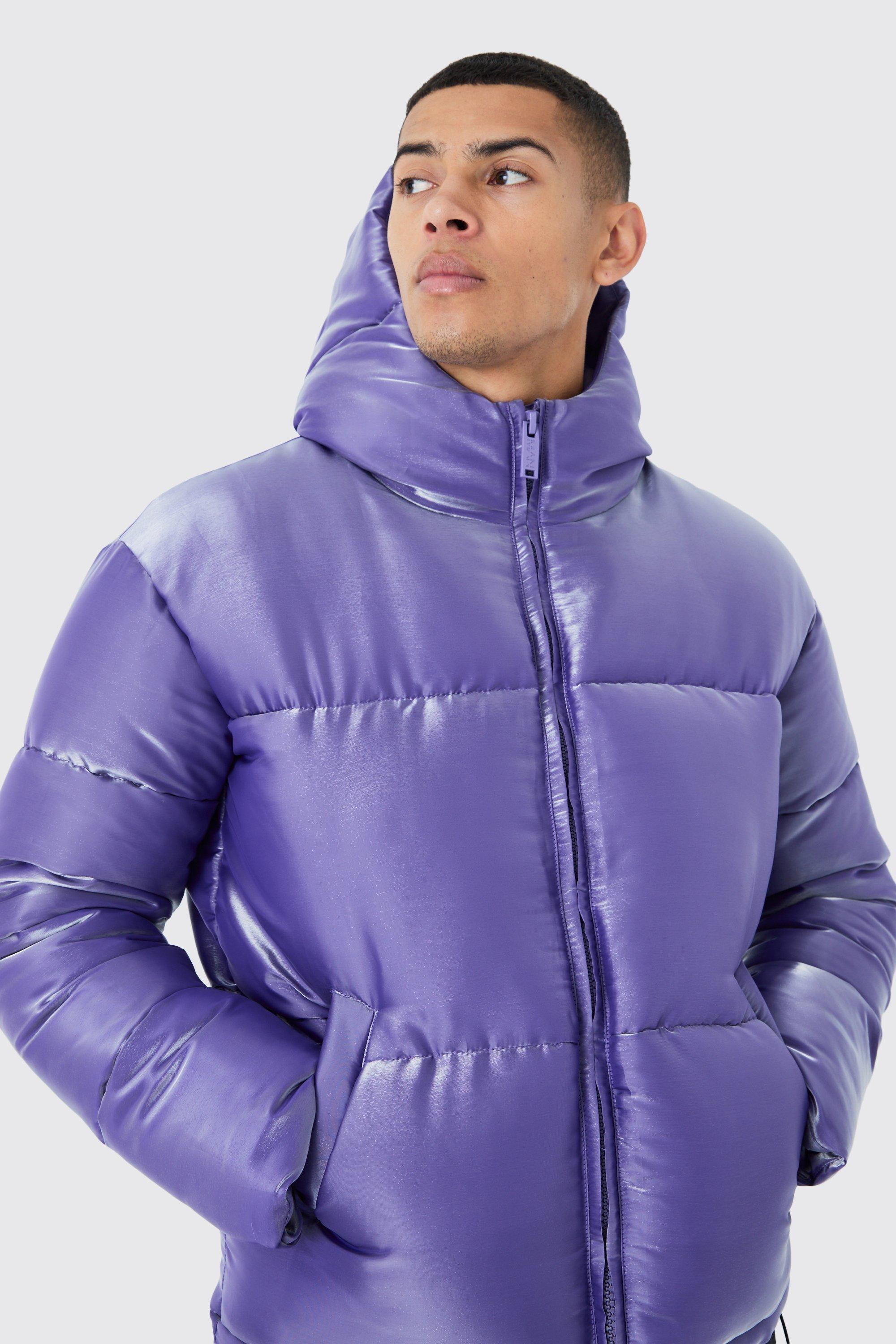 Liquid Metallic Nylon Puffer Jacket