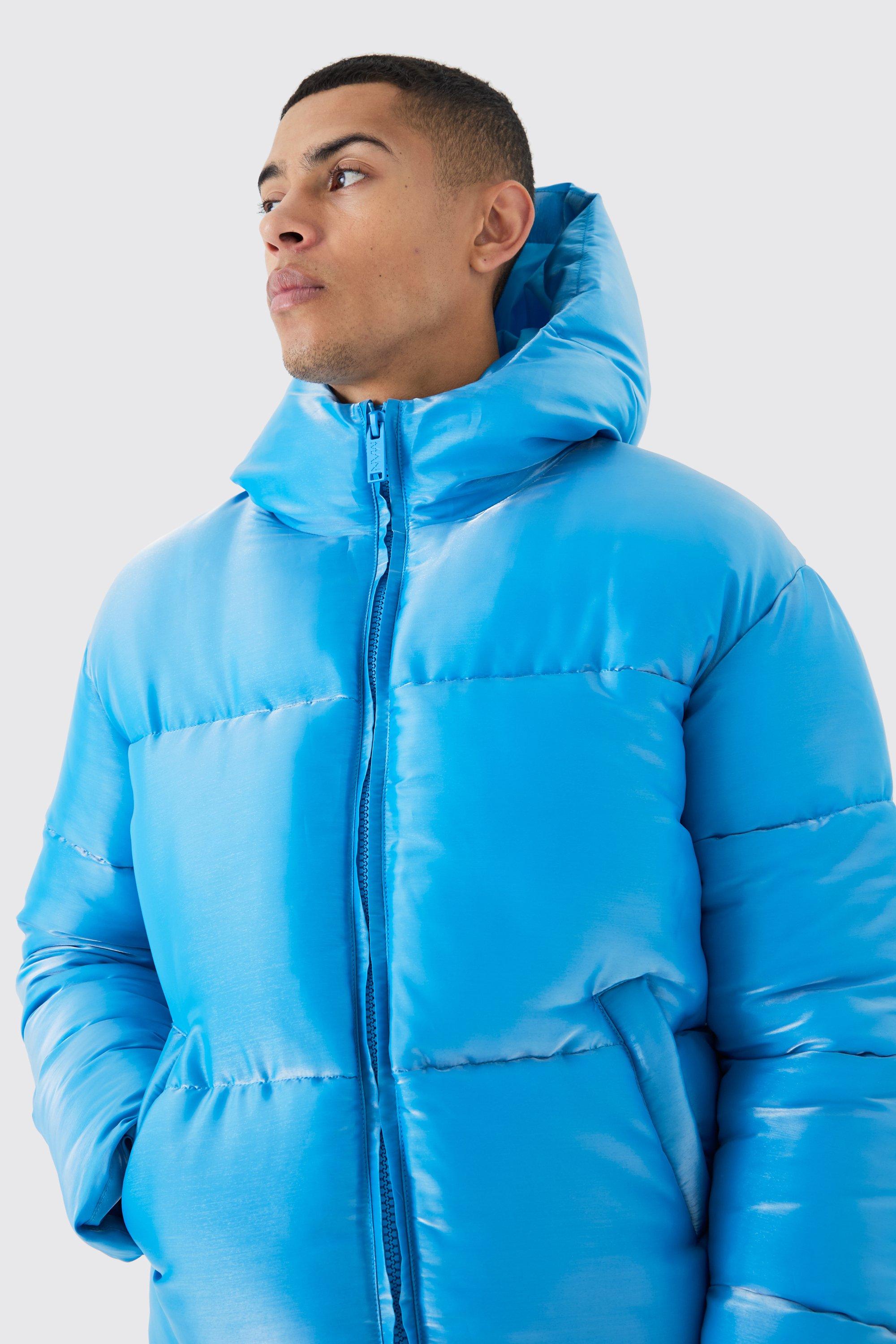 Liquid Metallic Nylon Puffer Jacket