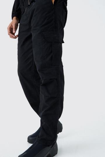 Black Branded Plaque Twill Utility Trousers