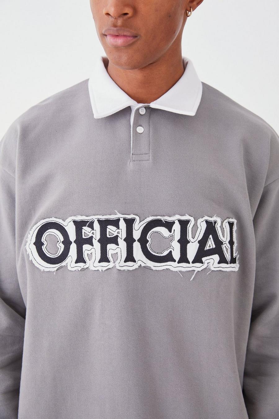 Stone Oversized Versleten Offcl Rugby Polo image number 1