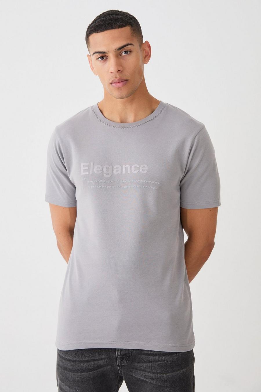 T-Shirt mit Elegance Print, Charcoal