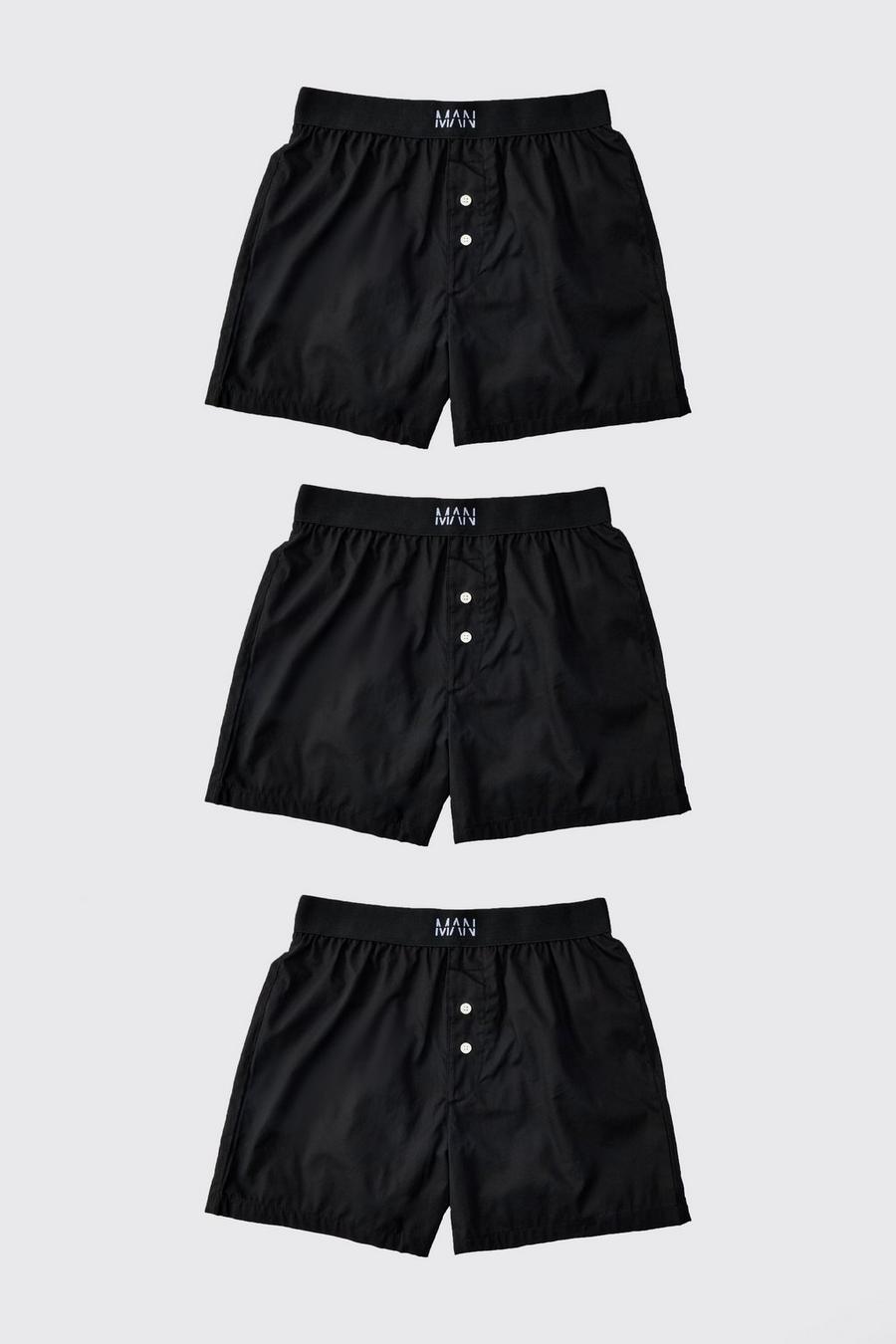 Black 3 Pack Original Man Woven Boxer Shorts image number 1