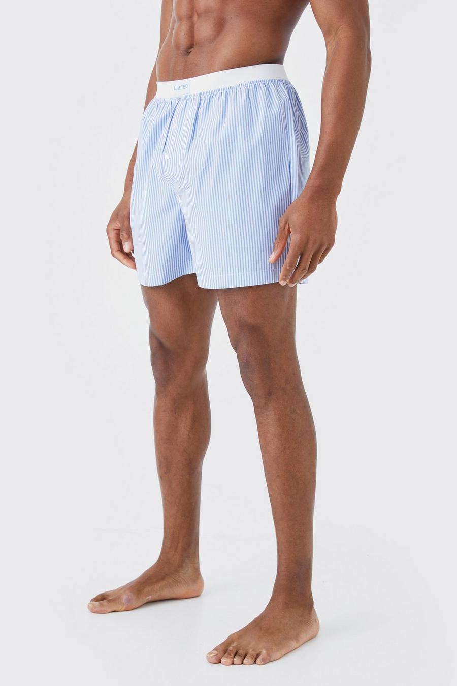 Pantalones cortos bóxer Limited de tela con rayas, Light blue