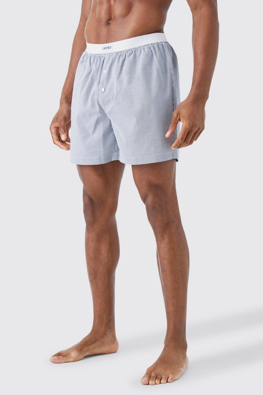 Pantalones cortos bóxer Limited de tela con rayas, Khaki image number 1