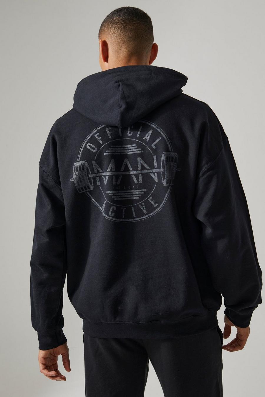 Black Man Active Gym Raw Official Logo Hoodie image number 1