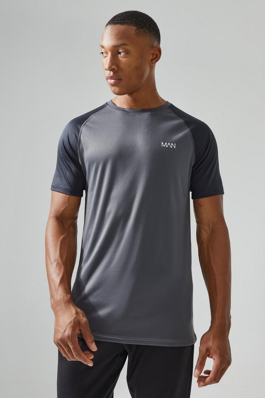 Charcoal Man Active Raglan Fitness T-Shirt image number 1